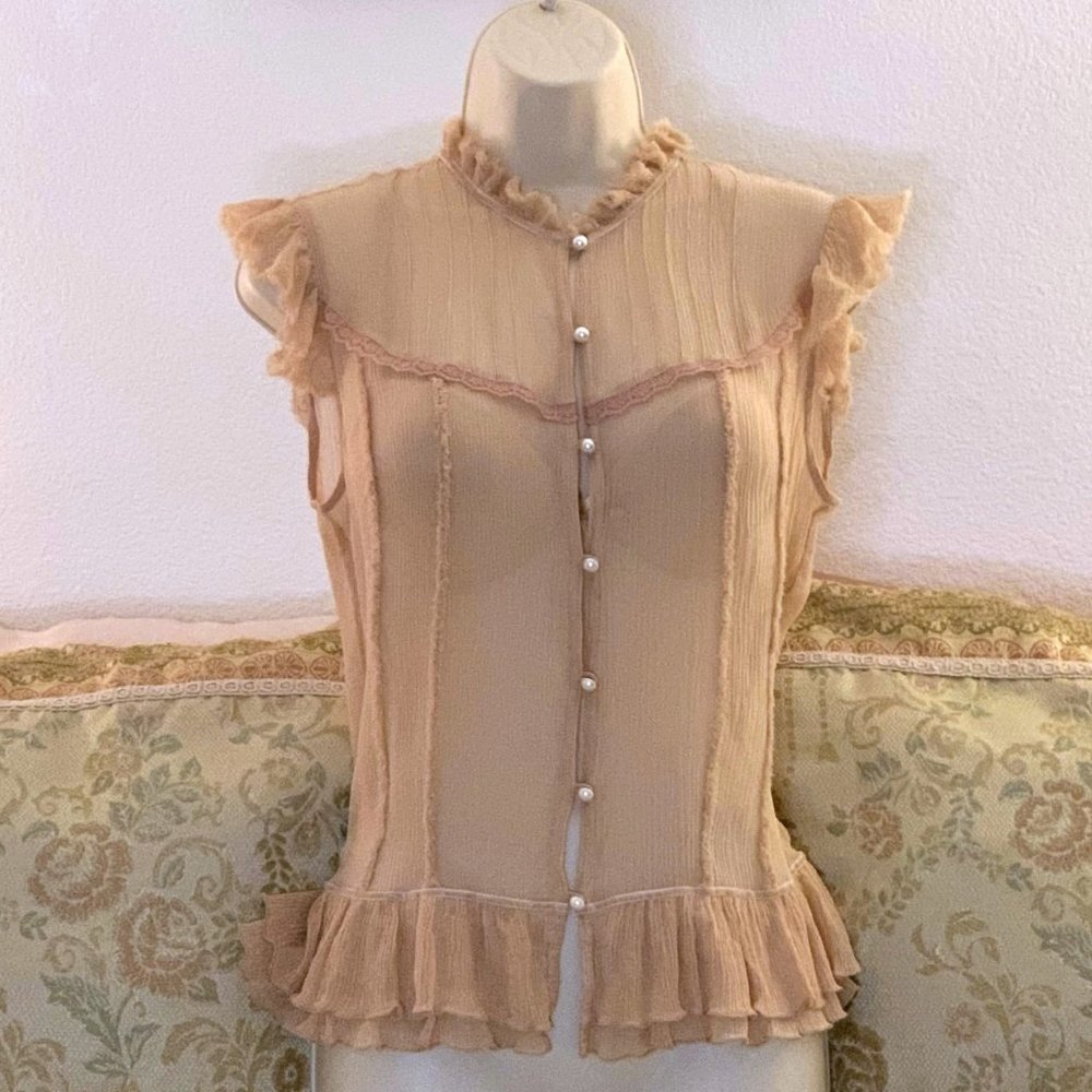 Banana Republic sheer silk button down blouse